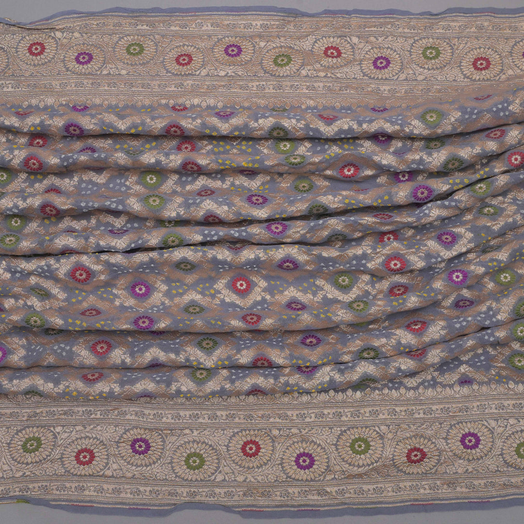 Grey Zari Embroidery Unstitched Suit Set