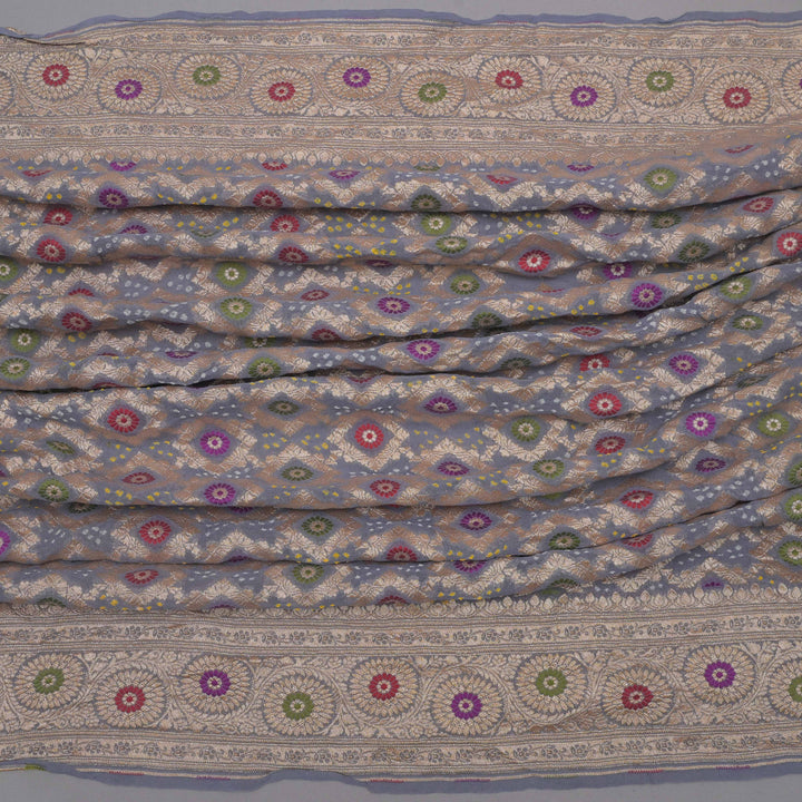 Grey Zari Embroidery Unstitched Suit Set