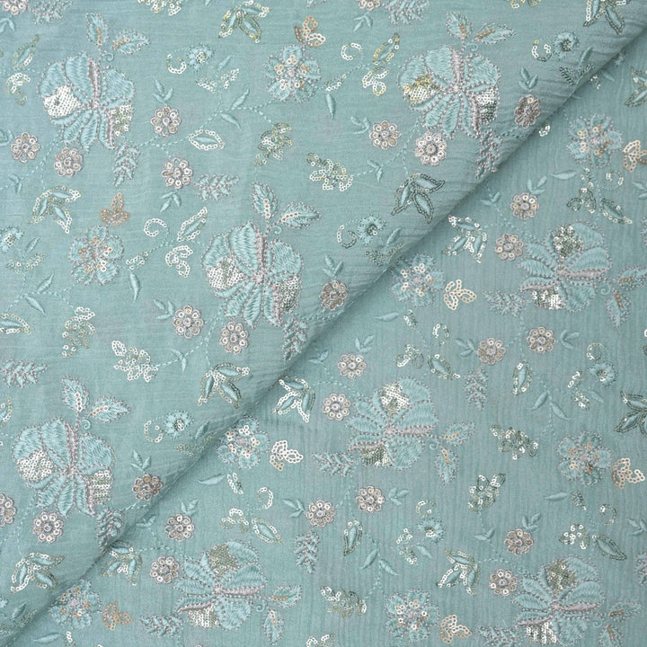 powder blue Crush Tissue Embroidery Fabric.| 852-591PB