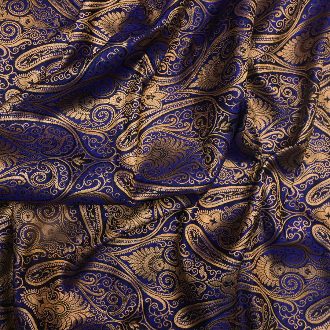 Royal Blue Brocade with Metallic Gold Weave | 100-23-113