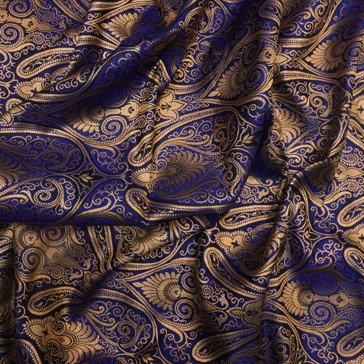 Royal Blue Brocade with Metallic Gold Weave | 100-23-113