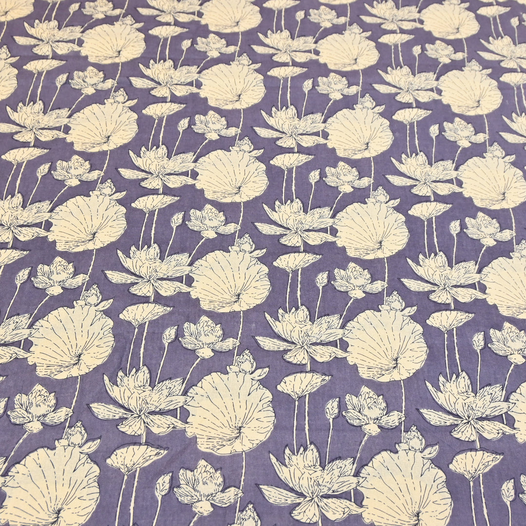 Dark Purple Cotton Linen Print