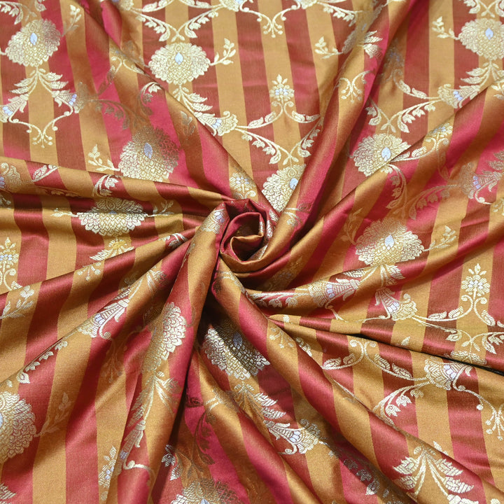 Maroon Mina Zari Brocade Fabric