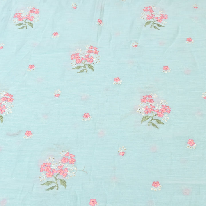 POWDER BLUE COLOR MUL CHANDERI THREAD EMBROIDERY FABRIC - GP4822- 02