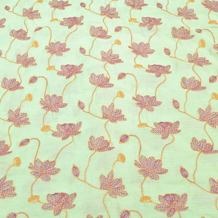 Dyed Mul Chanderi Thread Embroidery Fabrics