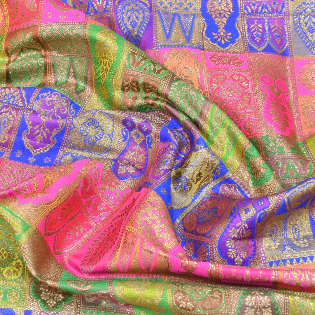 Multi Colour Rangoli Brocade Fabrics