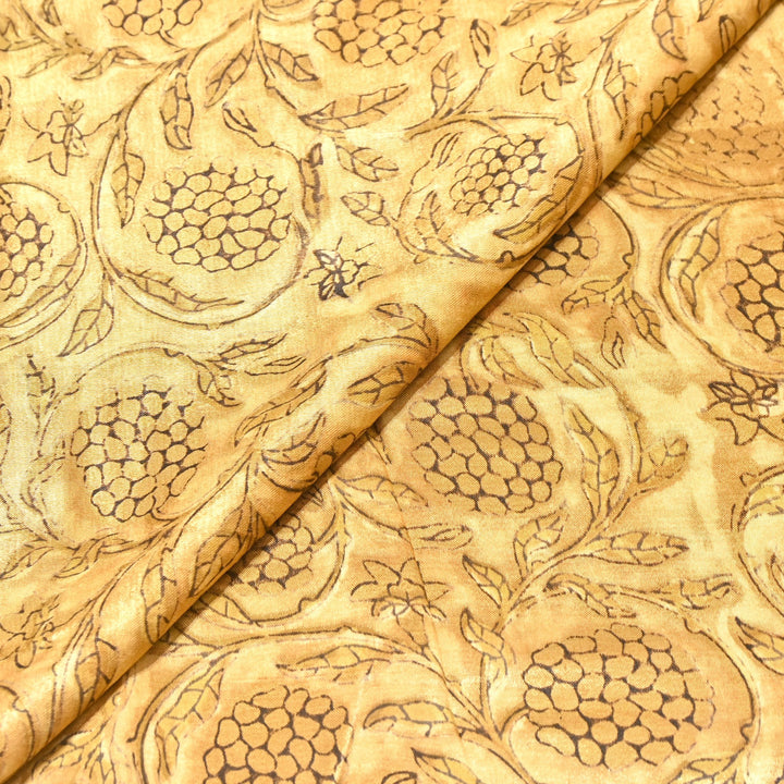 Mushrum Satin Vanaspati Print Fabric– Soft Luxury Designer Printed Fabric KK1217-1I