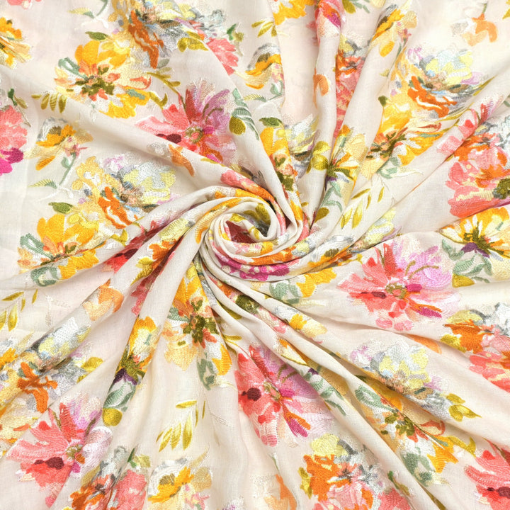 Moss Cotton Multi Thread Embroidery Fabrics