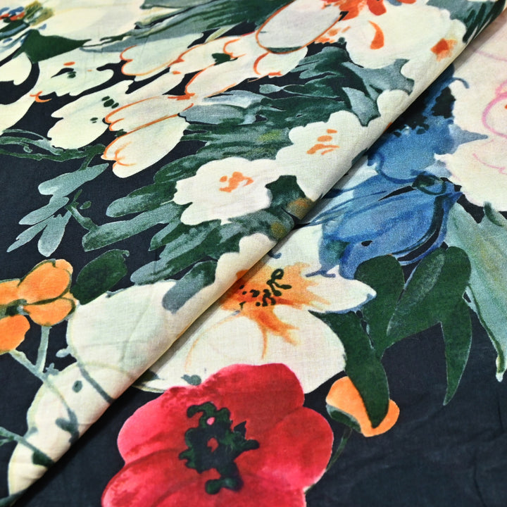 Designer Floral Cotton Digital Print Fabric-Soft Breathable Designer Cotton Fabric SNT165-9