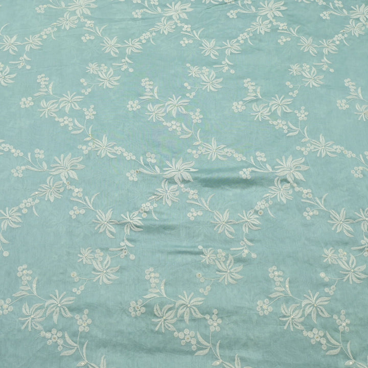Silk Chanderi Thread Embroidery Fabrics