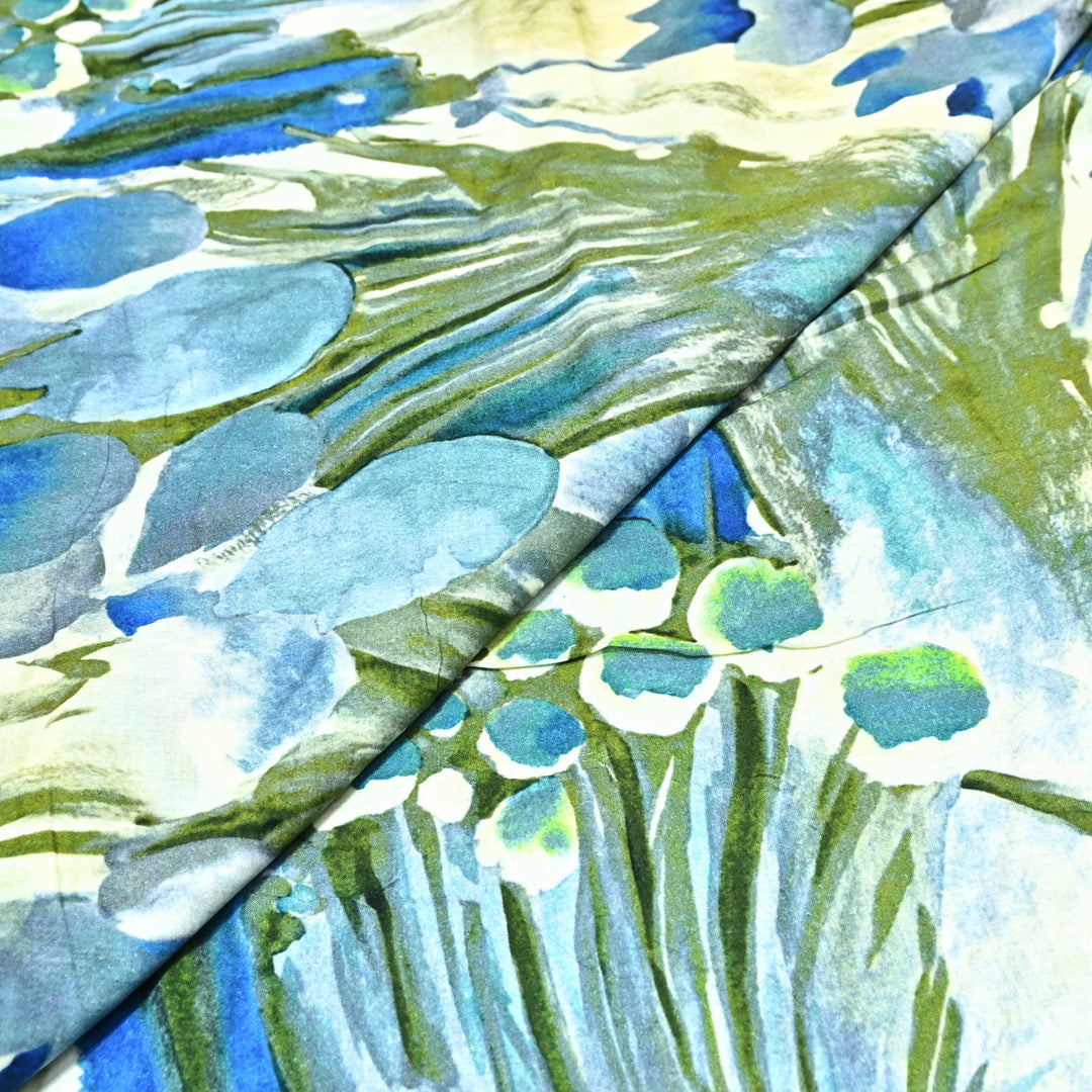 Designer Floral Cotton Digital Print Fabric-Soft Breathable Designer Cotton Fabric SNT165-14