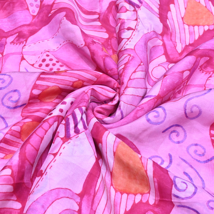 Multicolor Muslin Digital Print Fabric-KTP44-25