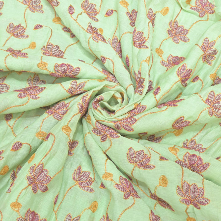 Dyed Mul Chanderi Thread Embroidery Fabrics