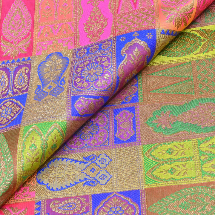 Multi Colour Rangoli Brocade Fabrics