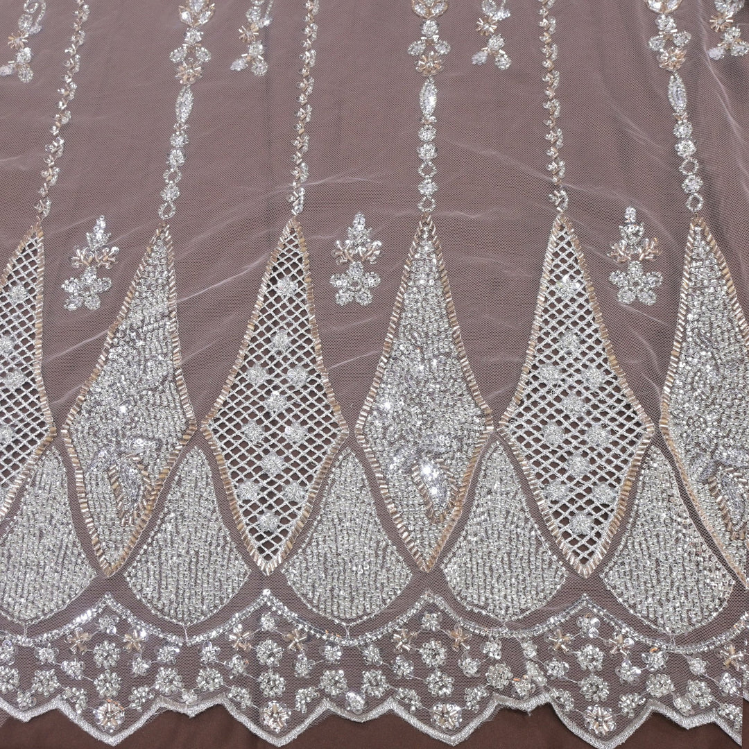 Imported Net Cutdana & Sequins Embroidery Fabric with Heavy Border