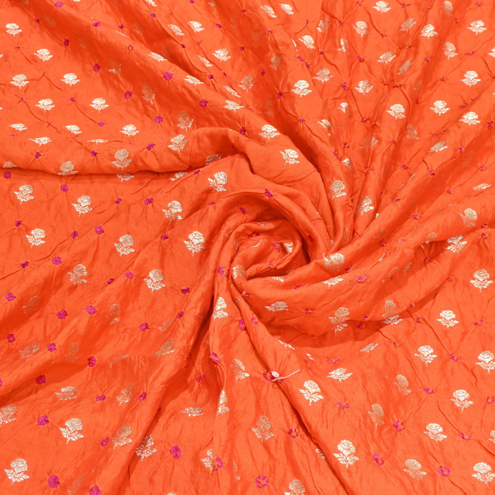 Pure Chiniya Silk Zari And Hand Bandhani Fabrics