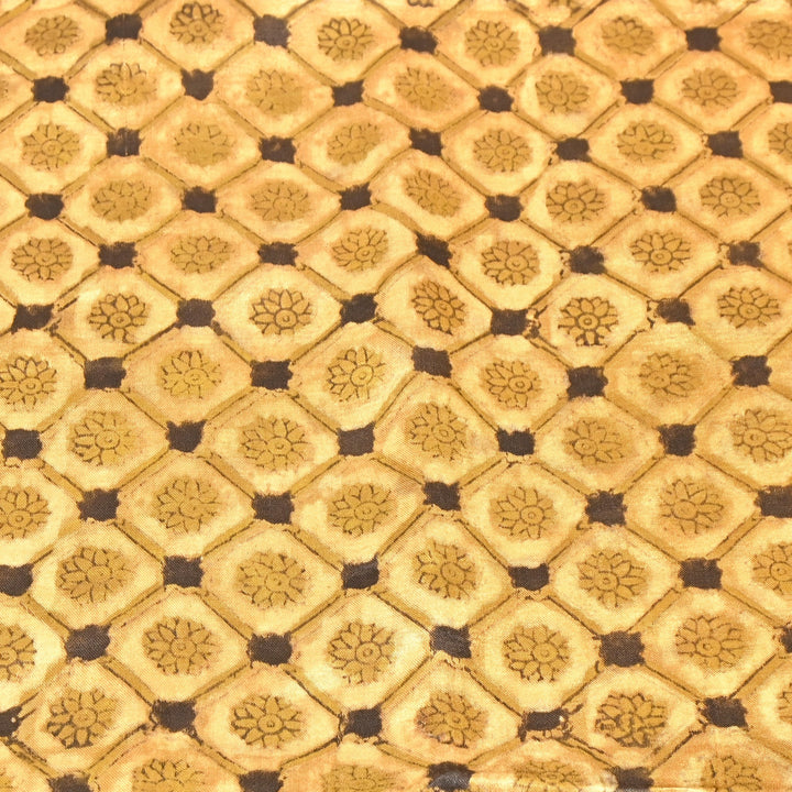 Mushrum Satin Vanaspati Print Fabric– Soft Luxury Designer Printed Fabric KK1217-1L