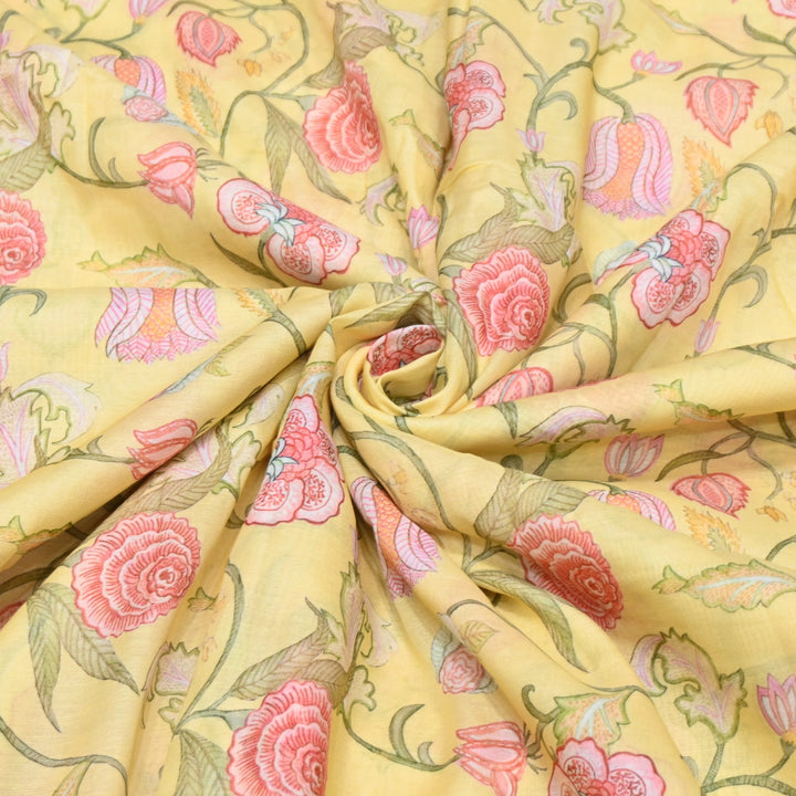 Multi Color Mul Chanderi Digital Print Fabric GT0185-3
