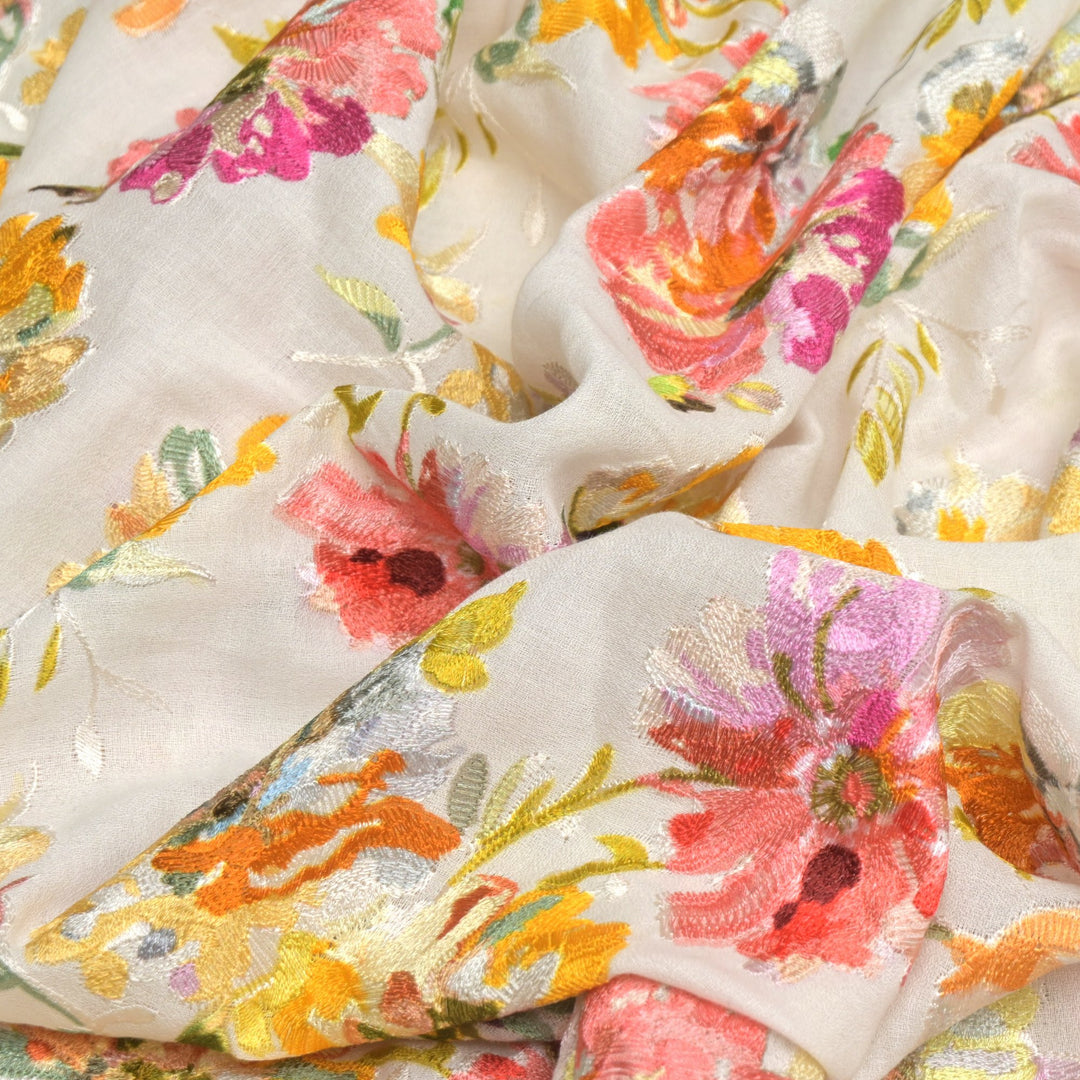 Moss Cotton Multi Thread Embroidery Fabrics
