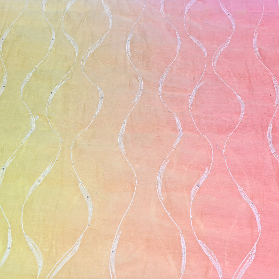 4D Shaded Mul Chanderi Embroidery Fabric - Designer Chanderi Fabrics-GP4036A-1