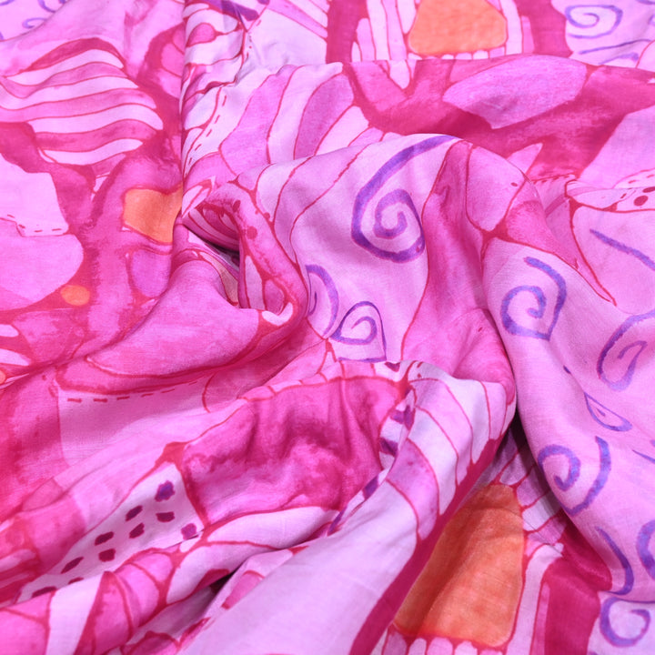 Multicolor Muslin Digital Print Fabric-KTP44-25