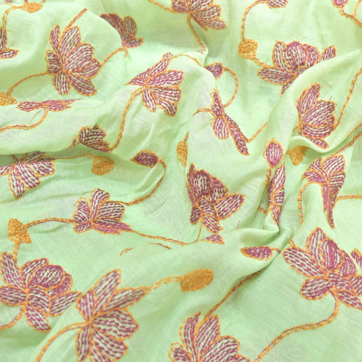 Dyed Mul Chanderi Thread Embroidery Fabrics