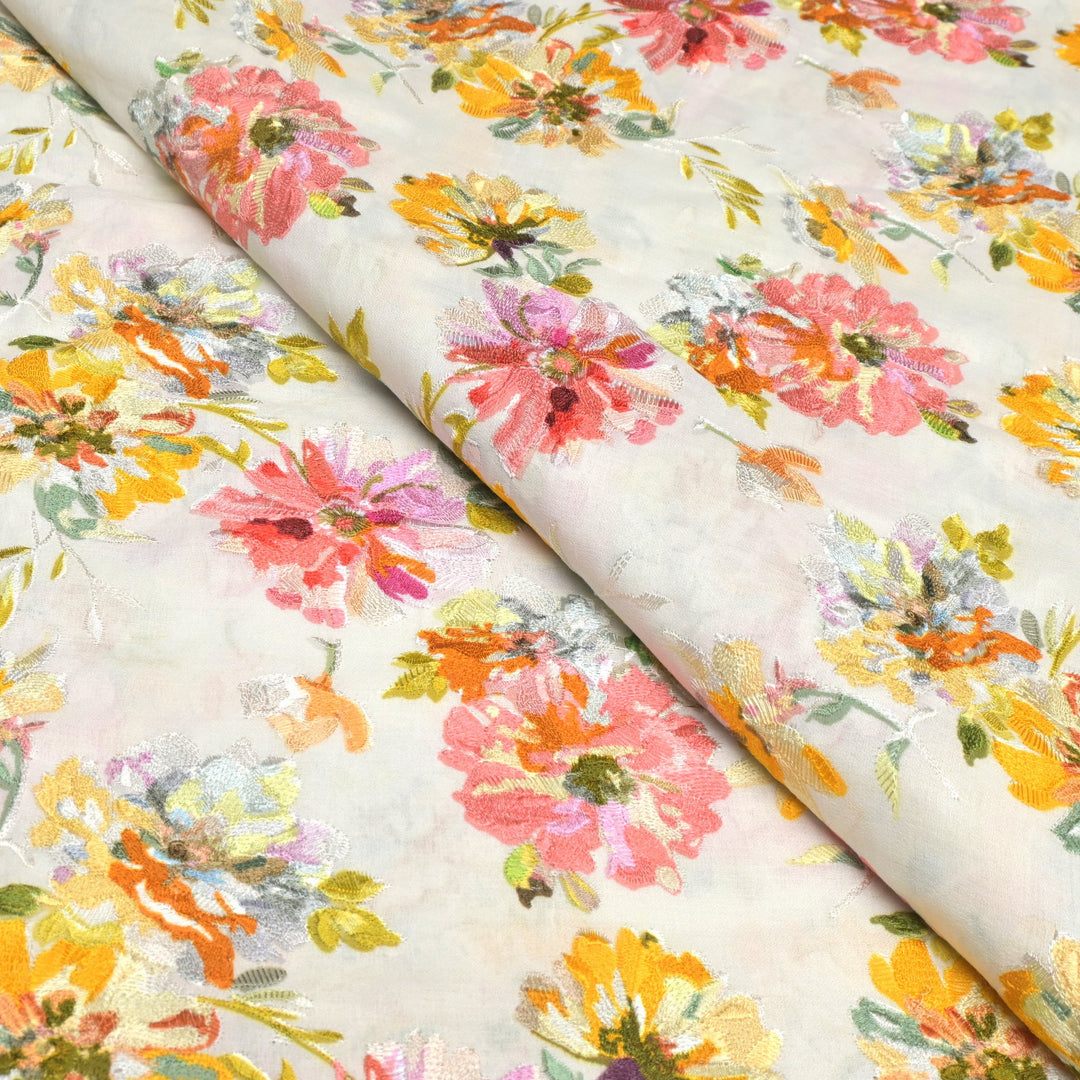 Moss Cotton Multi Thread Embroidery Fabrics
