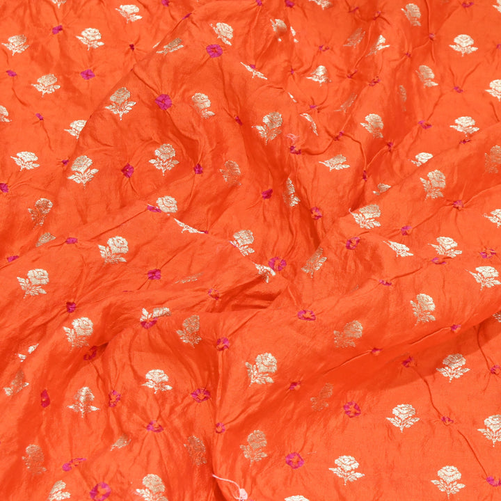 Pure Chiniya Silk Zari And Hand Bandhani Fabrics