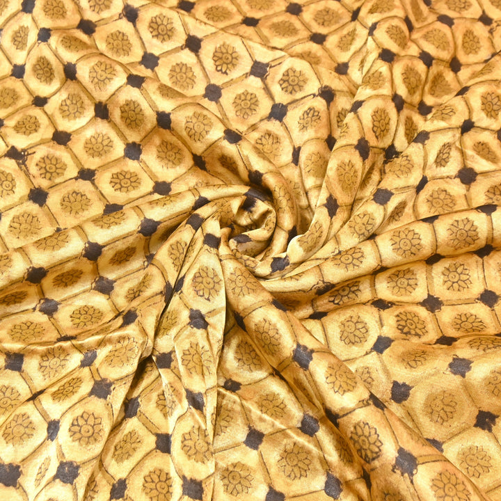 Mushrum Satin Vanaspati Print Fabric– Soft Luxury Designer Printed Fabric KK1217-1L