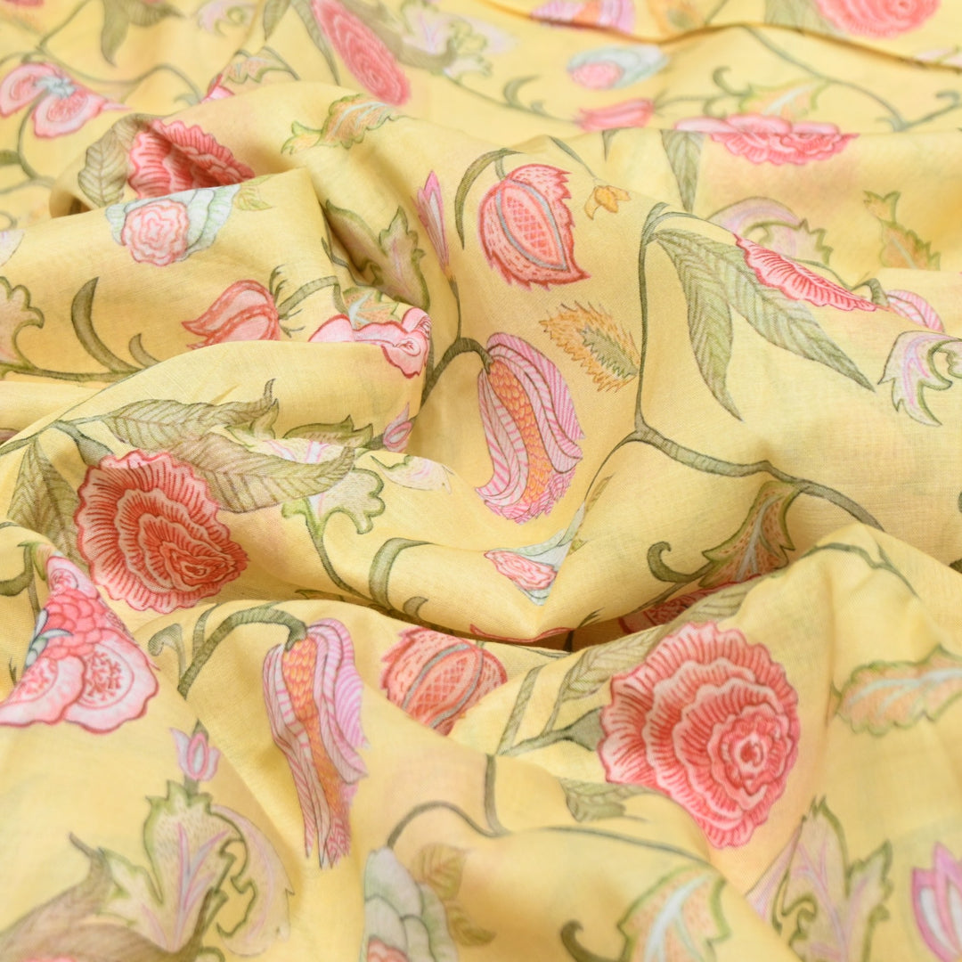 Multi Color Mul Chanderi Digital Print Fabric GT0185-3