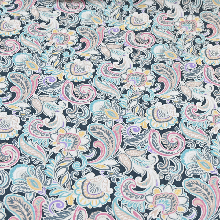 Ink Blue Omura Cotton Artistic Floral Print