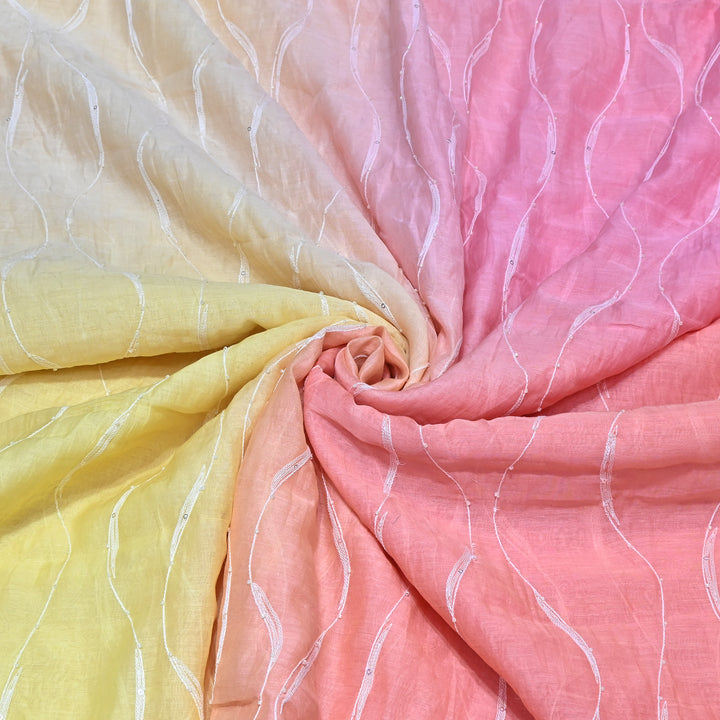 4D Shaded Mul Chanderi Embroidery Fabric - Designer Chanderi Fabrics-GP4036A-1