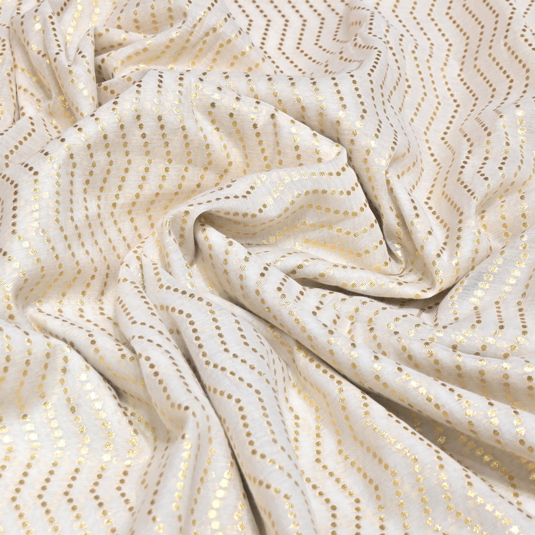 Banarasi Chanderi Gold Zari Fabric 44" – Luxury Ethnic Designer Fabric