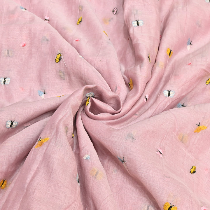 Mal Chanderi Thread Embroidery Fabric – Lightweight Elegant Designer Fabric- V2370C-03