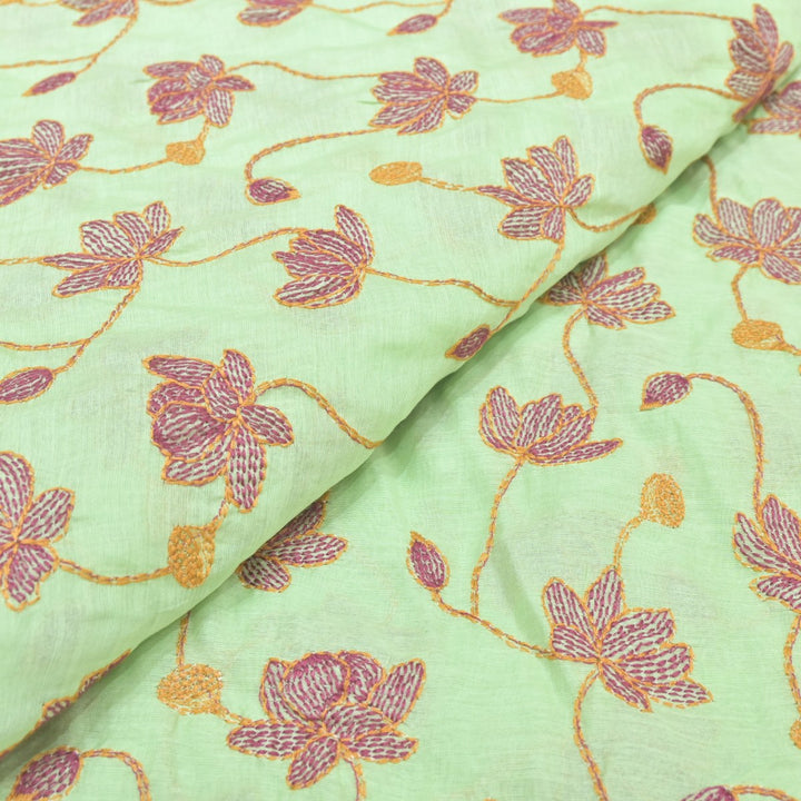 Dyed Mul Chanderi Thread Embroidery Fabrics