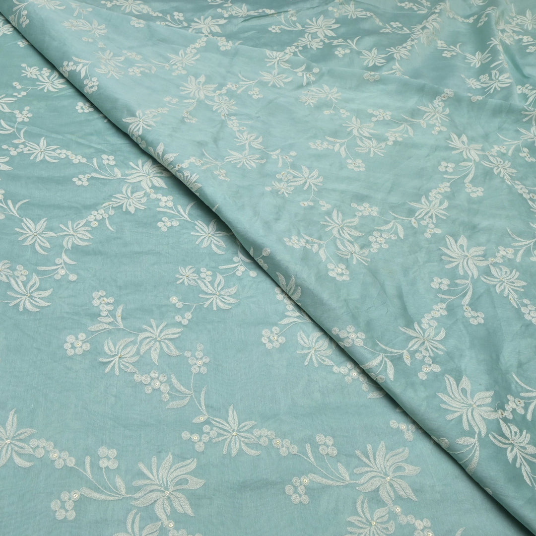 Silk Chanderi Thread Embroidery Fabrics