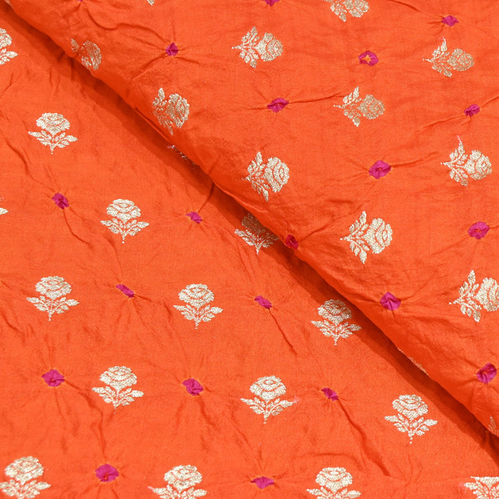 Pure Chiniya Silk Zari And Hand Bandhani Fabrics