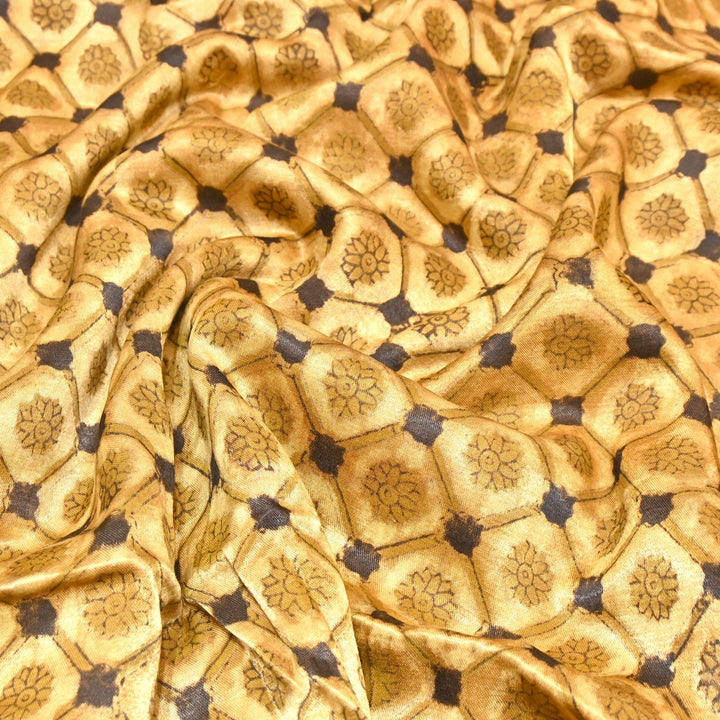 Mushrum Satin Vanaspati Print Fabric– Soft Luxury Designer Printed Fabric KK1217-1L
