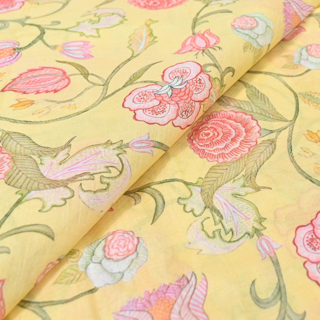 Multi Color Mul Chanderi Digital Print Fabric GT0185-3