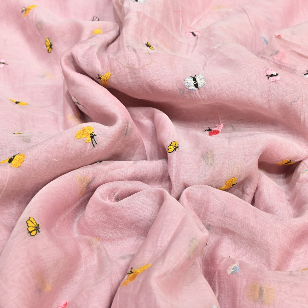 Mal Chanderi Thread Embroidery Fabric – Lightweight Elegant Designer Fabric- V2370C-03
