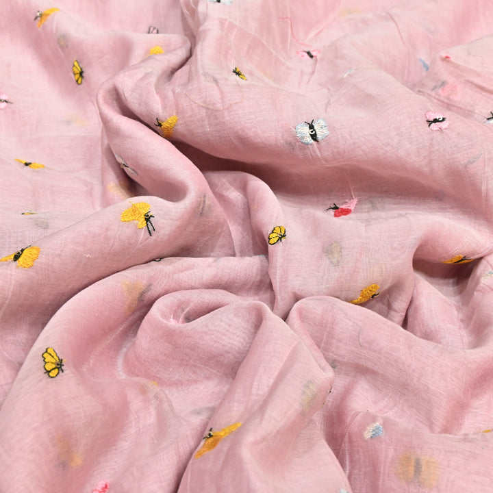 Mal Chanderi Thread Embroidery Fabric – Lightweight Elegant Designer Fabric- V2370C-03