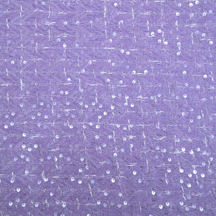 Light Lilac Tweed Fabric with Zari work | 39-50510