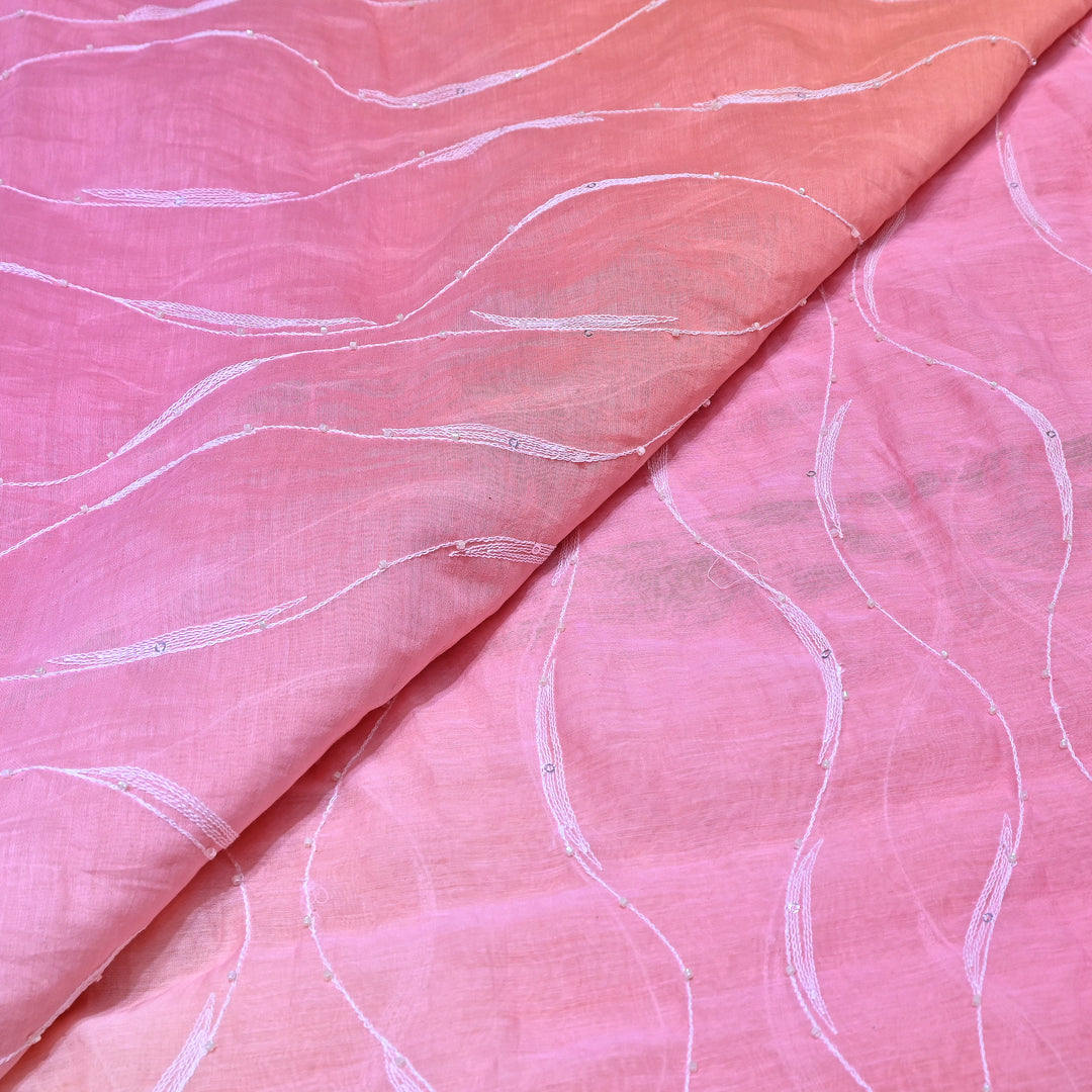 4D Shaded Mul Chanderi Embroidery Fabric - Designer Chanderi Fabrics-GP4036A-1