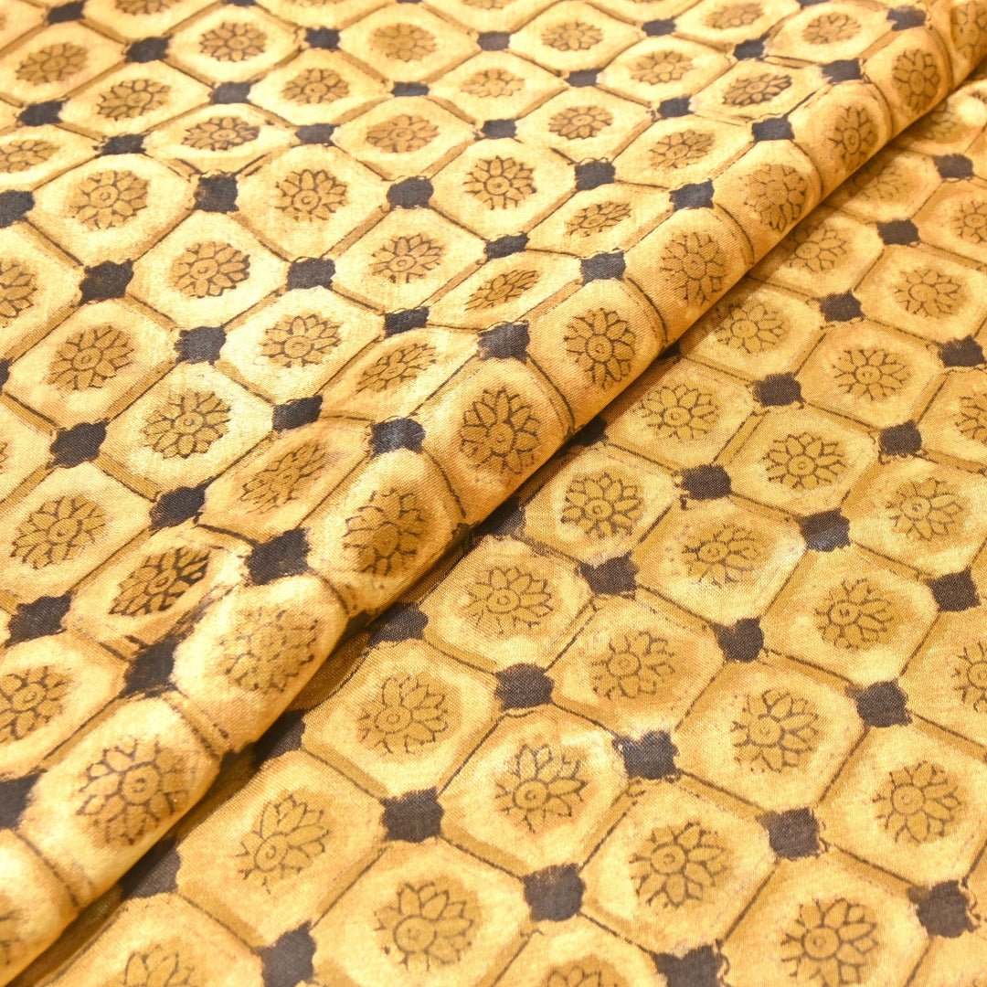 Mushrum Satin Vanaspati Print Fabric– Soft Luxury Designer Printed Fabric KK1217-1L