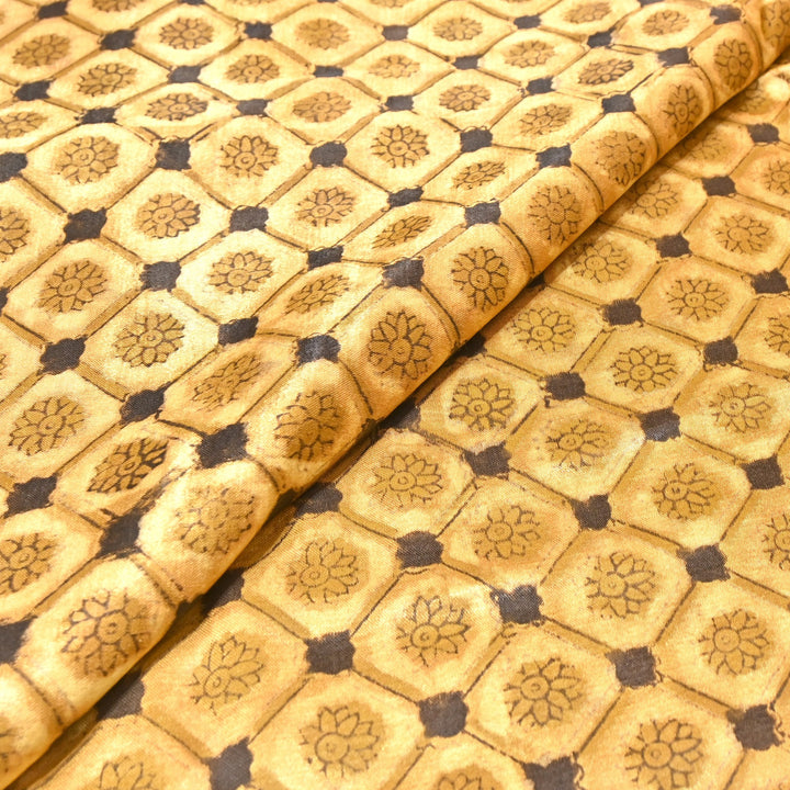 Mushrum Satin Vanaspati Print Fabric– Soft Luxury Designer Printed Fabric KK1217-1L