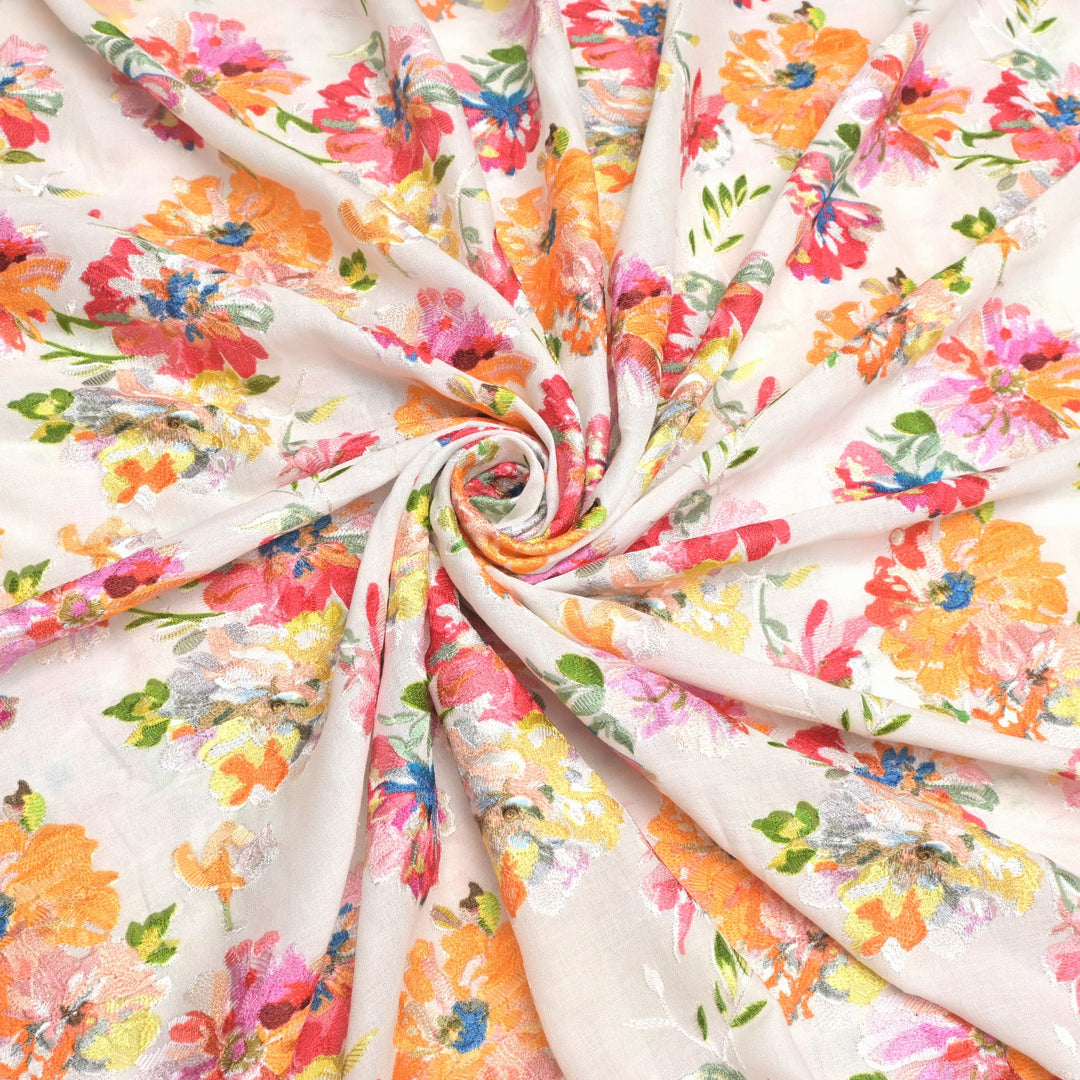 Moss Cotton Multi Thread Embroidery Fabrics