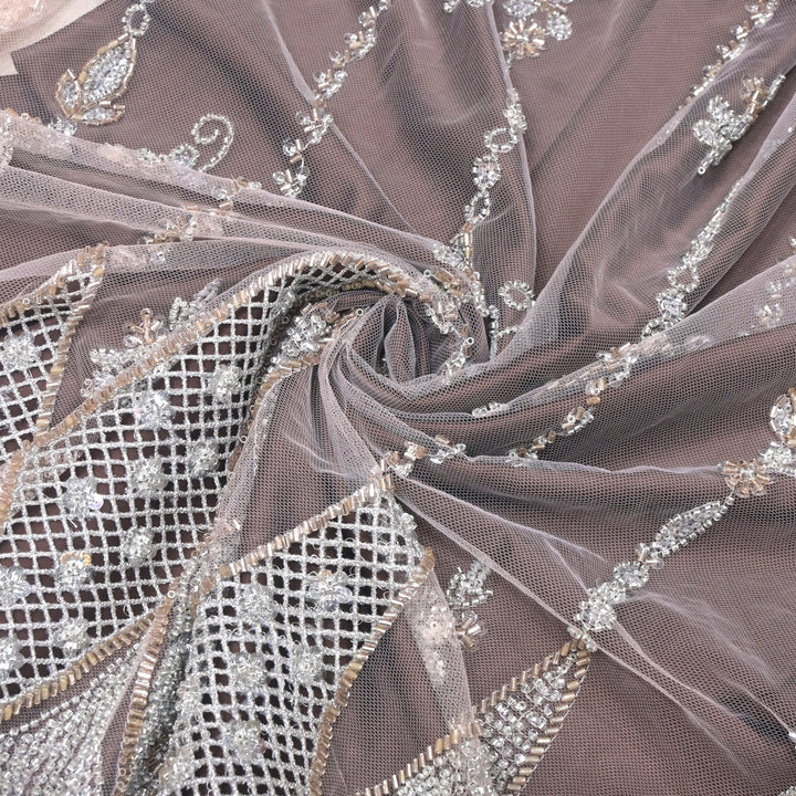 Imported Net Cutdana & Sequins Embroidery Fabric with Heavy Border