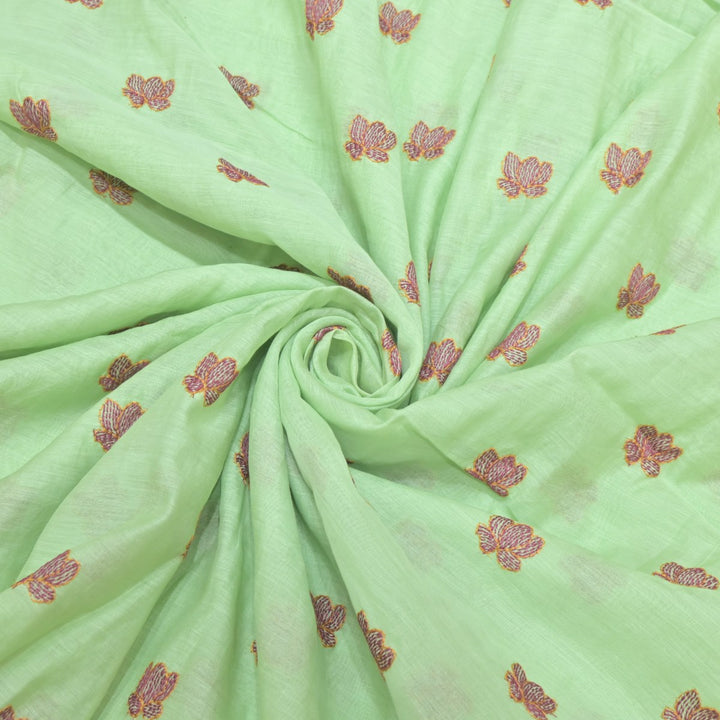 Dyed Mul Chanderi Sequins Embroidery Fabrics