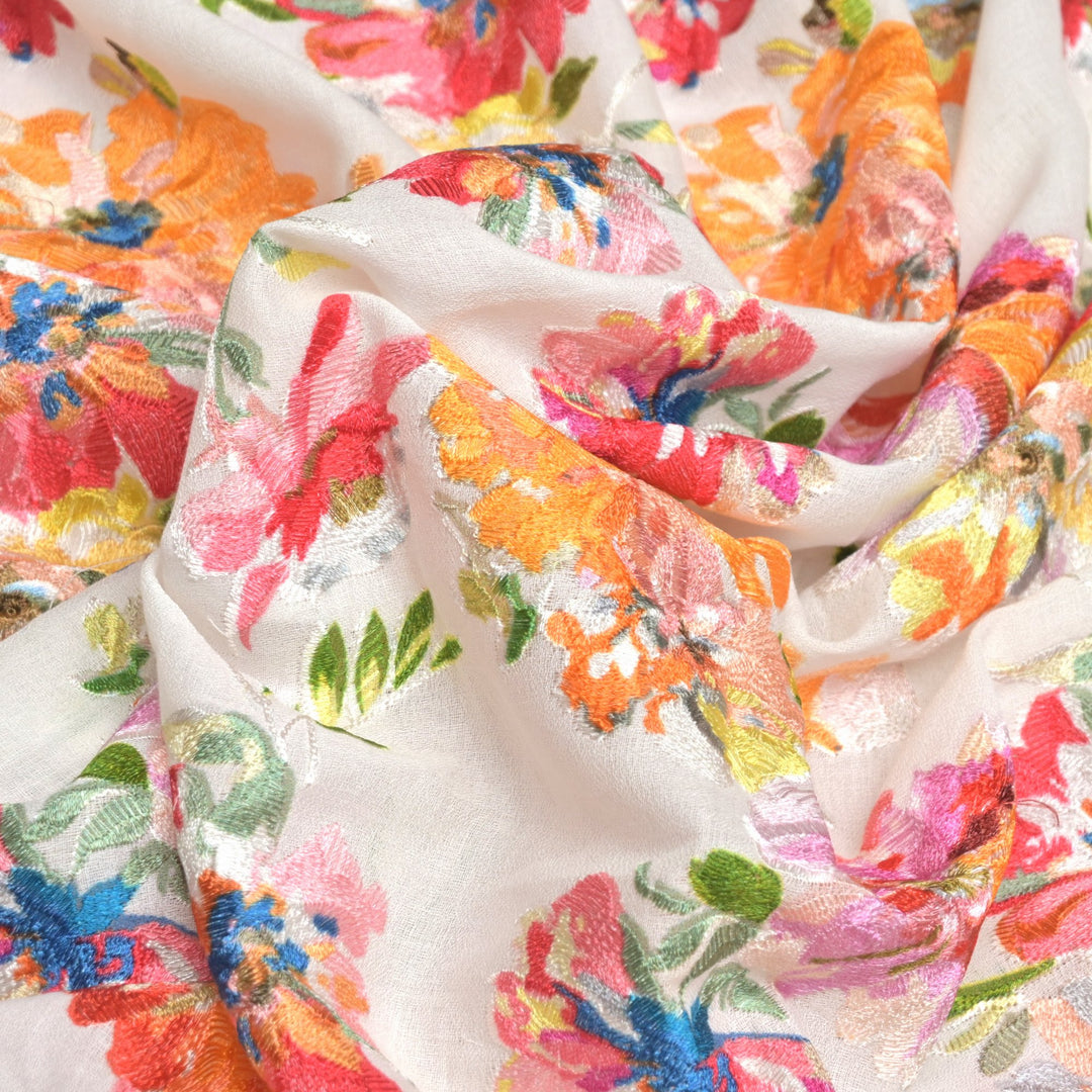 Moss Cotton Multi Thread Embroidery Fabrics