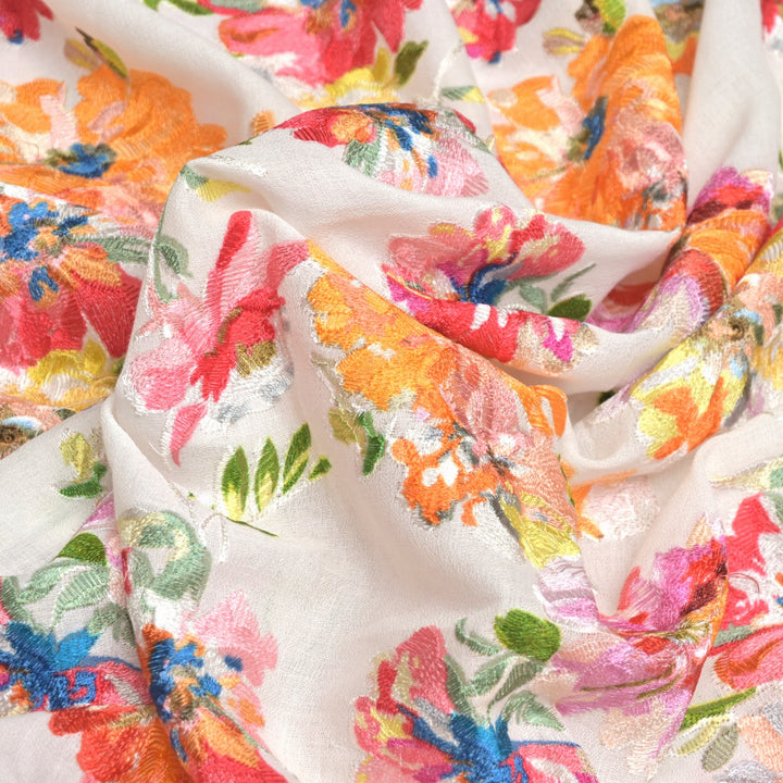 Moss Cotton Multi Thread Embroidery Fabrics